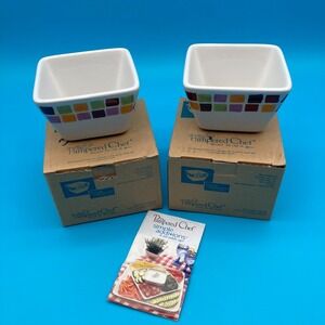 Set of 2 Pampered Chef Simple Additions Tiles Small Square Bowls